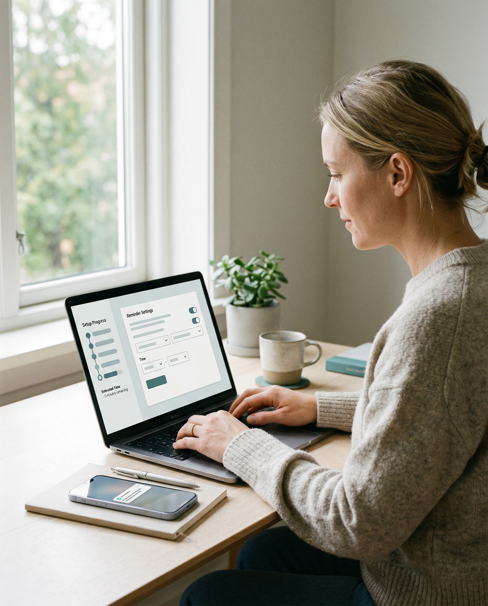 Step-by-step setup of reminders